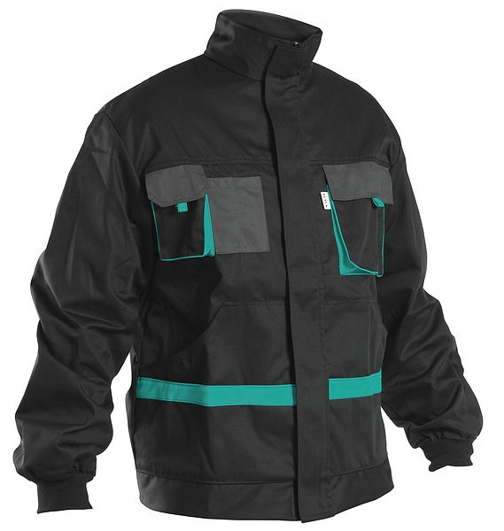 Pánská bunda pracovní do pasu MECHANIC I. černo/tyrkysová
